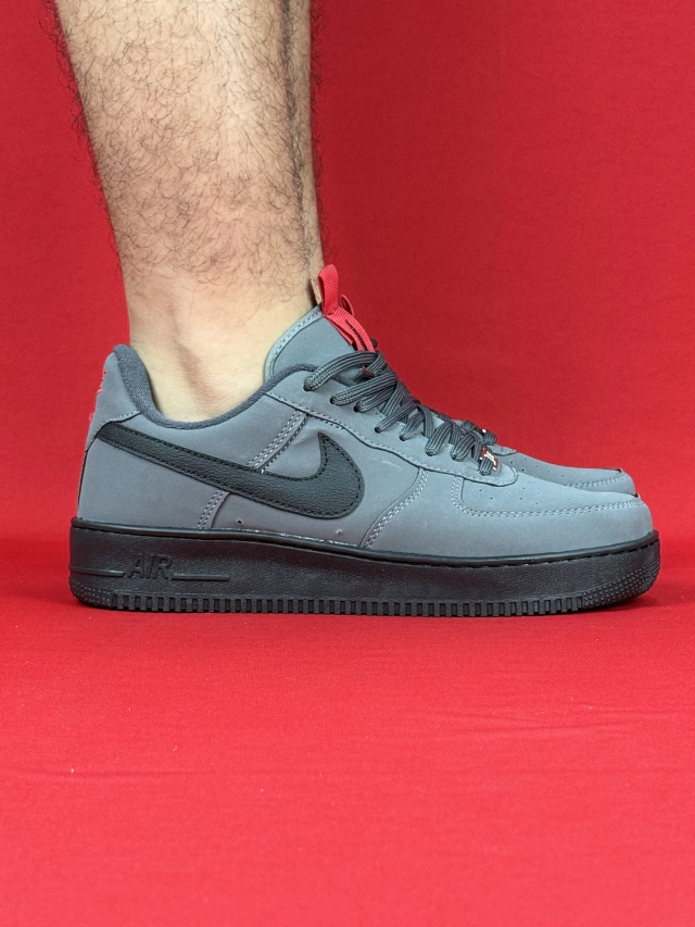 TENIS NIKE AIR FORCE 1 CINZA CHUMBO C/ PRETO NACIONAL S